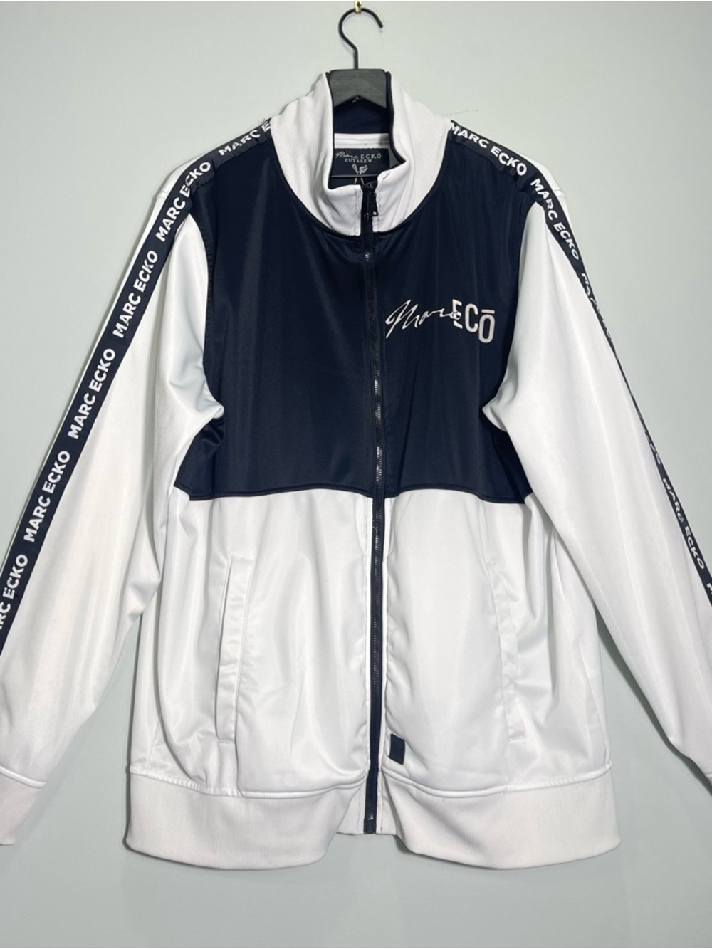MARC ECKO Men s Polyester Full Zip Jacket Black White Pockets Size 2X